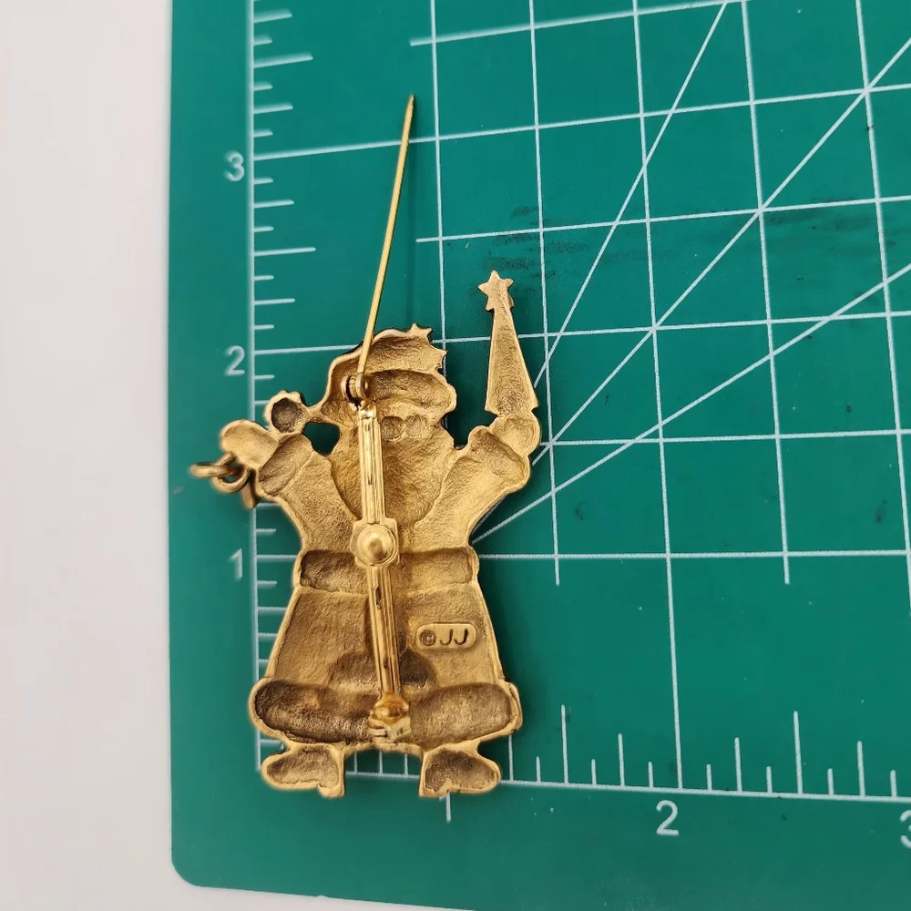 J.J. Festive Santa Claus Golden Brooch